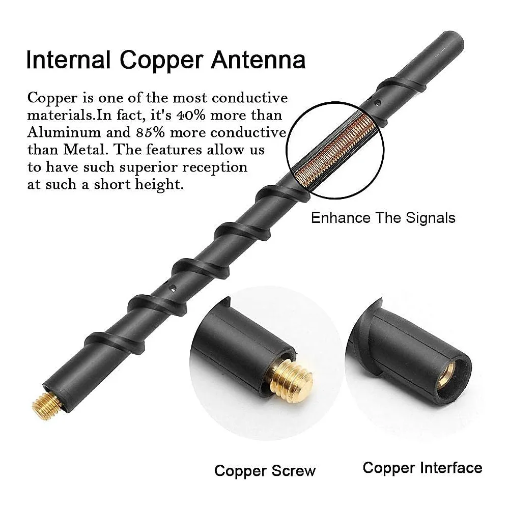 12-calowa uniwersalna antena FM AM spiralna elastyczna guma do Silverado Wrangler JK JL Tundra F150 akcesoria zamienne do anteny