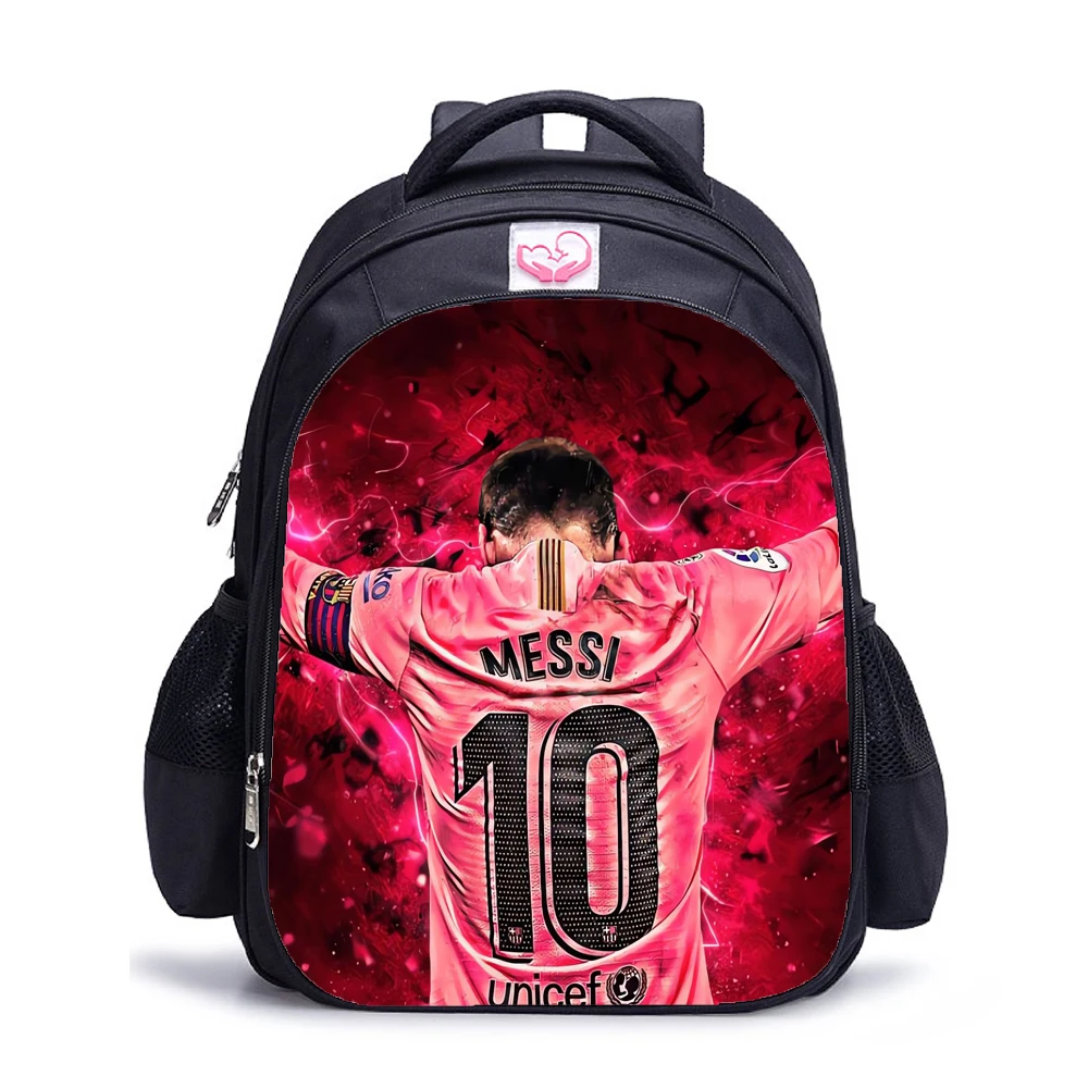 Mochila Messi Football Star Print para crianças, Software Bolsas escolares primárias para meninas e meninos, Bookbag