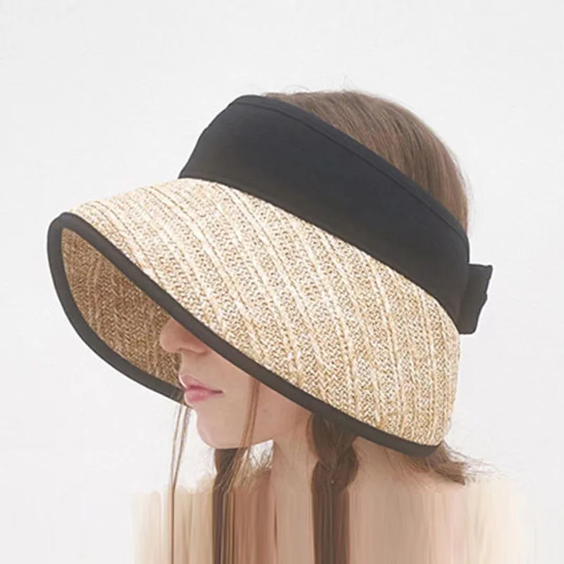 

Women Summer Hat Sun Hat Fine Straw Visor Cap Outdoor Activities Street Beach Travel Derby Hats