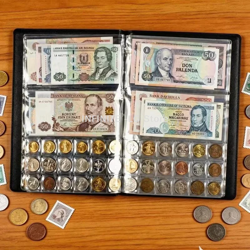 10 Sheets Banknotes And Coin Collection Book Storage Pouch Holder For  OrganizerINFINITE -LG