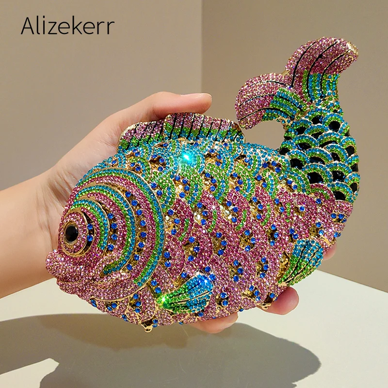 Alizekerr ذهبية على شكل كريستال مساء حقائب النساء رائع الماس لامع مخلب المحافظ السيدات حقيبة يد فريدة من نوعها حفل زفاف