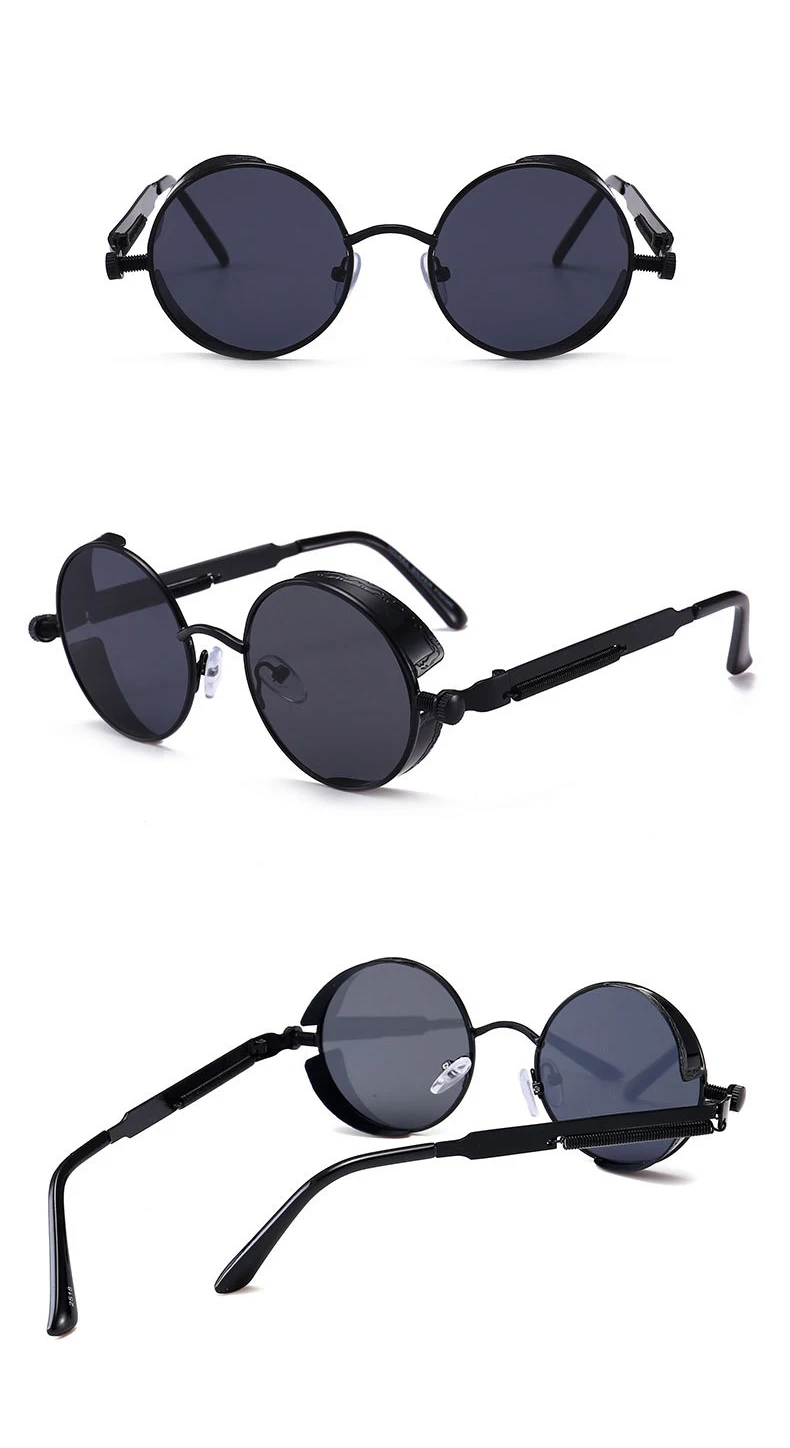 Metall Steampunk-Stil Sonnenbrillen Steampunk Mode Herren Retro Runde Sonnenbrillen – Detail 4