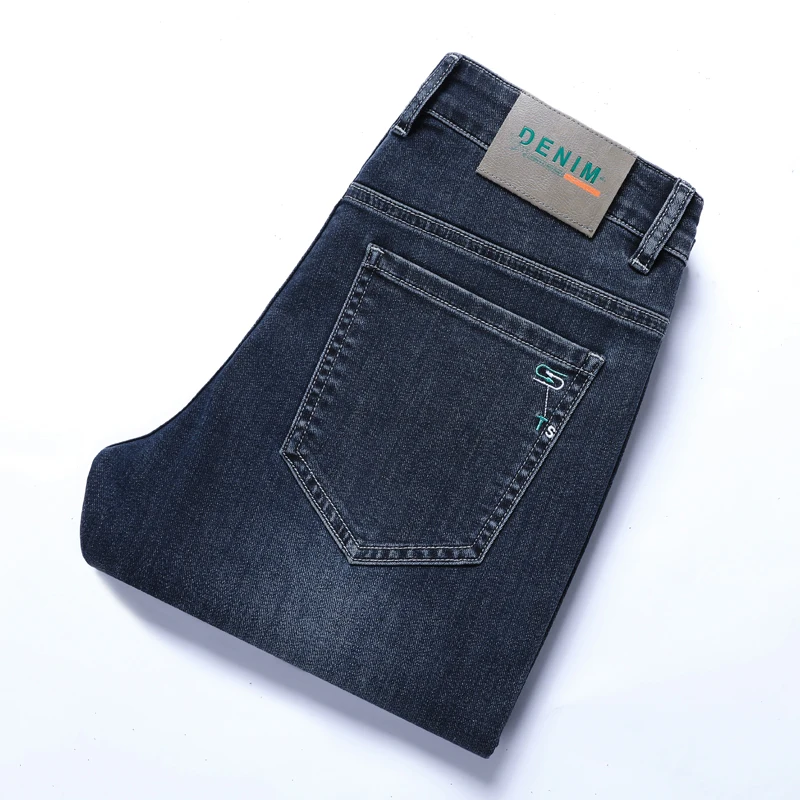 

High Waist Thi Denim Men's Jeans Faion Urban Sle Youth Casual Straight Leg Fit Jeans Winter Season Non-Sinking