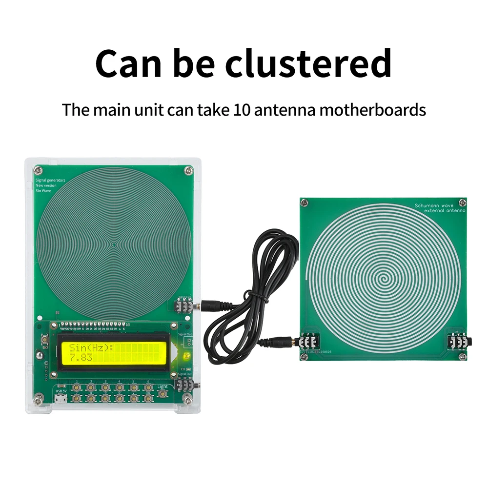 DC5V 0.1Hz-99999Hz Adjustable Frequency Schumann Wave Generator Sine Wave Signal Generato Micro USB Inter External Antenna Board