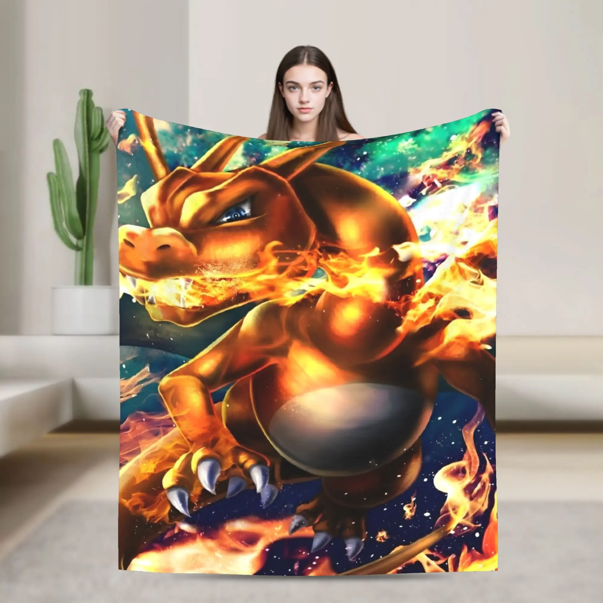 

Фланелевое одеяло в стиле аниме «Сквиртл Чарризард», теплое одеяло для домашнего декора, новинка для путешествий, покрывало для дивана-кровати