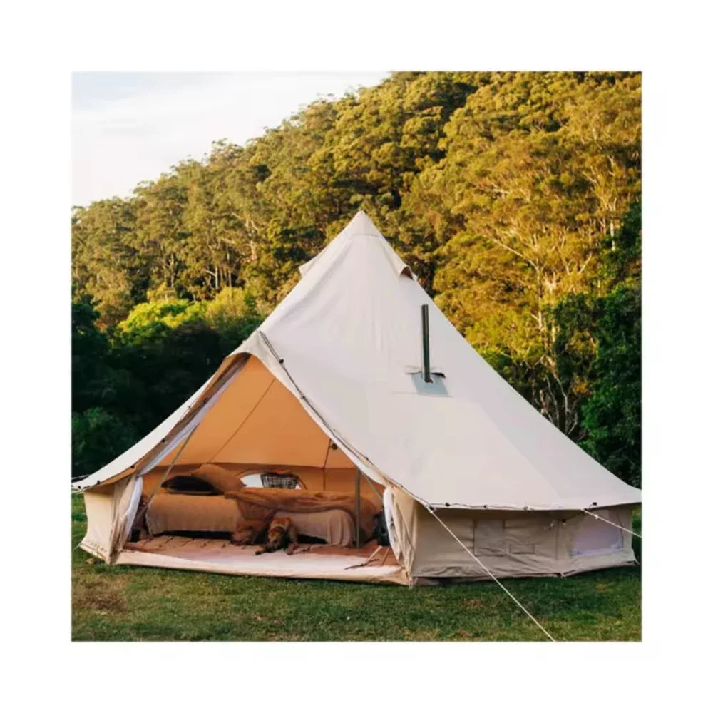 # Para la venta del fabricante tienda al aire libre tienda impermeable personalizada Glamping tienda de campaña de lona de algodón con campana para acampar