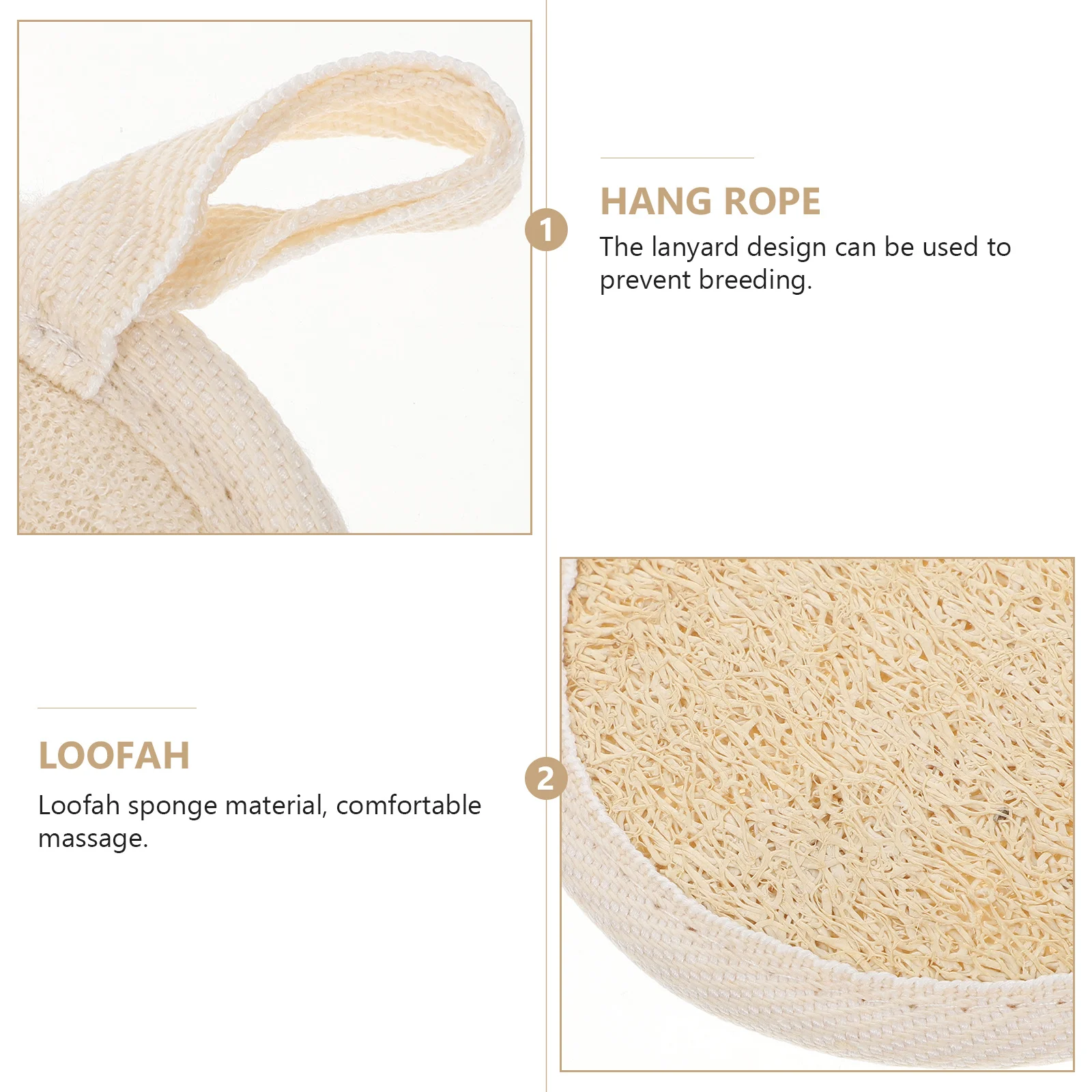 

2Pcs Natural Loofah Bath Pad with Strong Decontamination Ability Gentle Skin Friendly Back Scrubber for Daily Body Cleansing