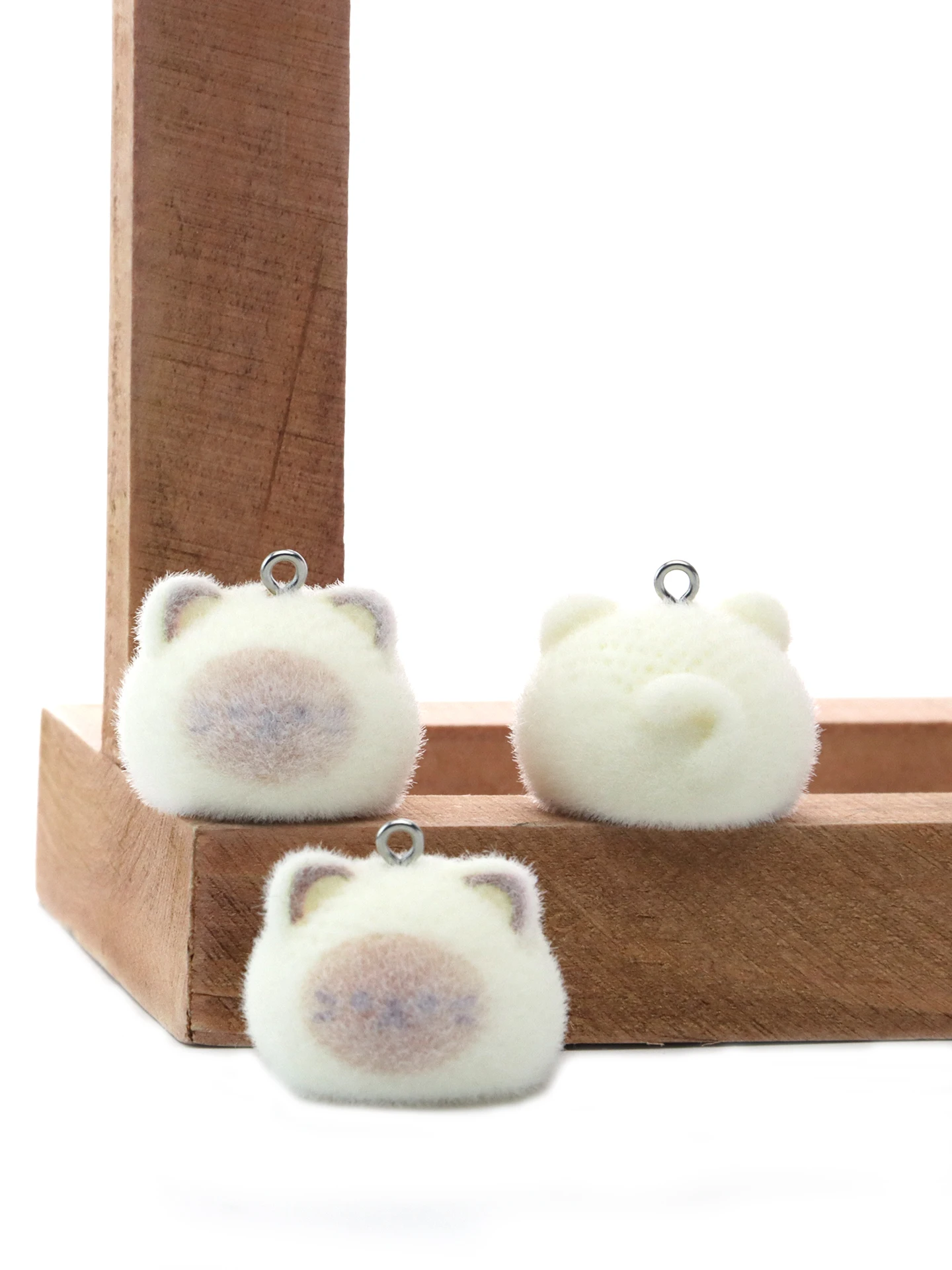 20pcs 3D Flocking Resin Cute Cat Charms Animal Pendants Accessories for Necklaces Earrings Keychain DIY Making Jewelry Adornment