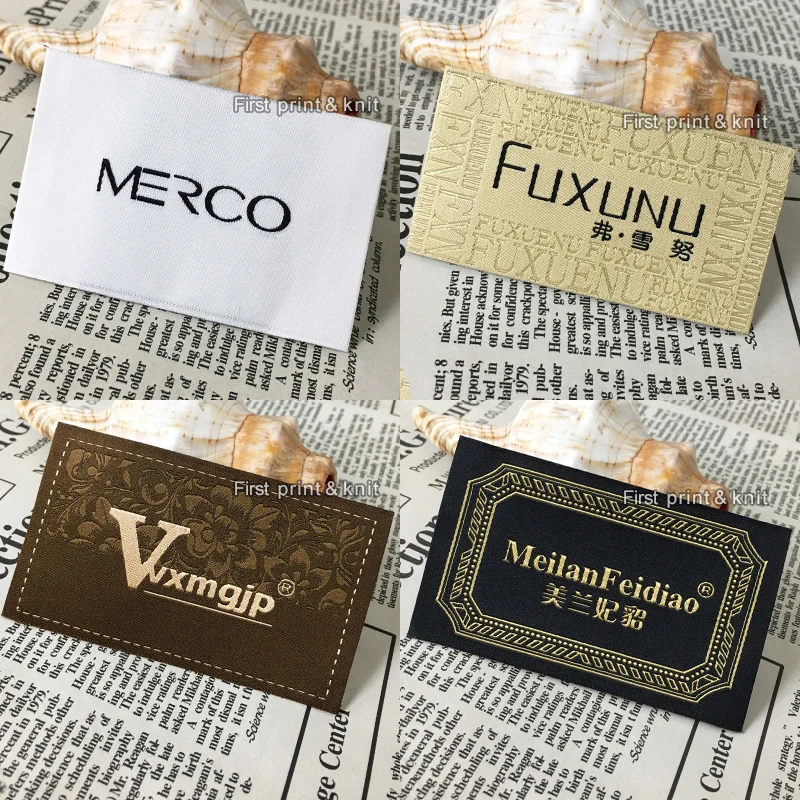 Free Shipping Customized Garment Woven Labels Washable Care Embroidered Satin Cotton Printed Label Brand Logo Hangtags Custom