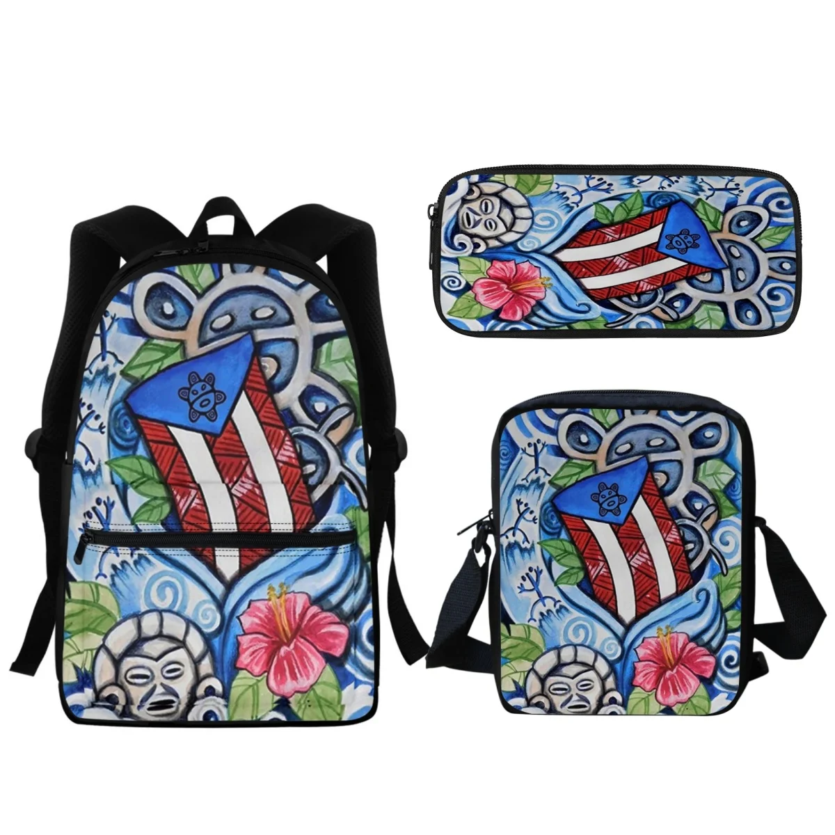 

New Puerto Rico Flag Creative Designer Print Fashion Backpack Zipper Student SchoolBags Travel Computer Bag Learning Tools Gift