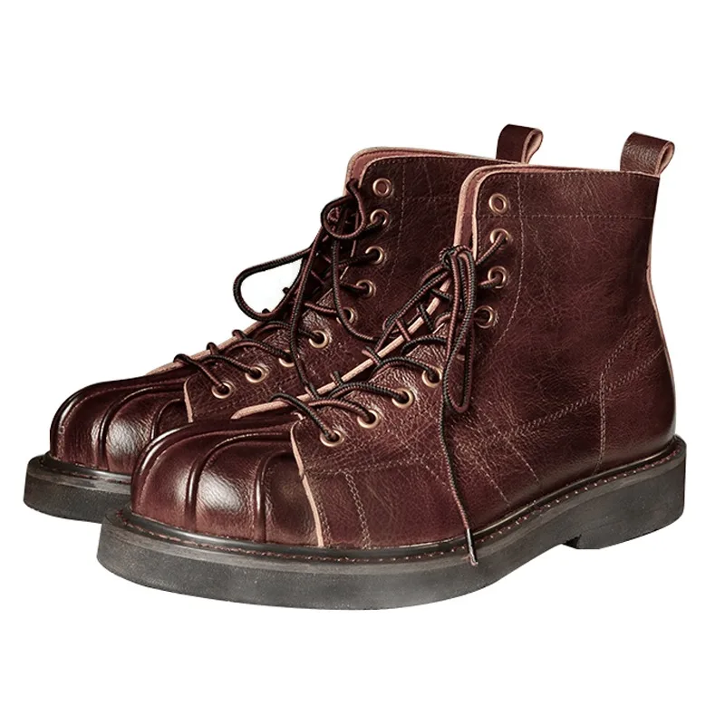 

Retro British Style Genuine Leather High Top Men's Chelsea Boots Breathable Casual Motorcycle Daily Hiking Shoes Male Boots