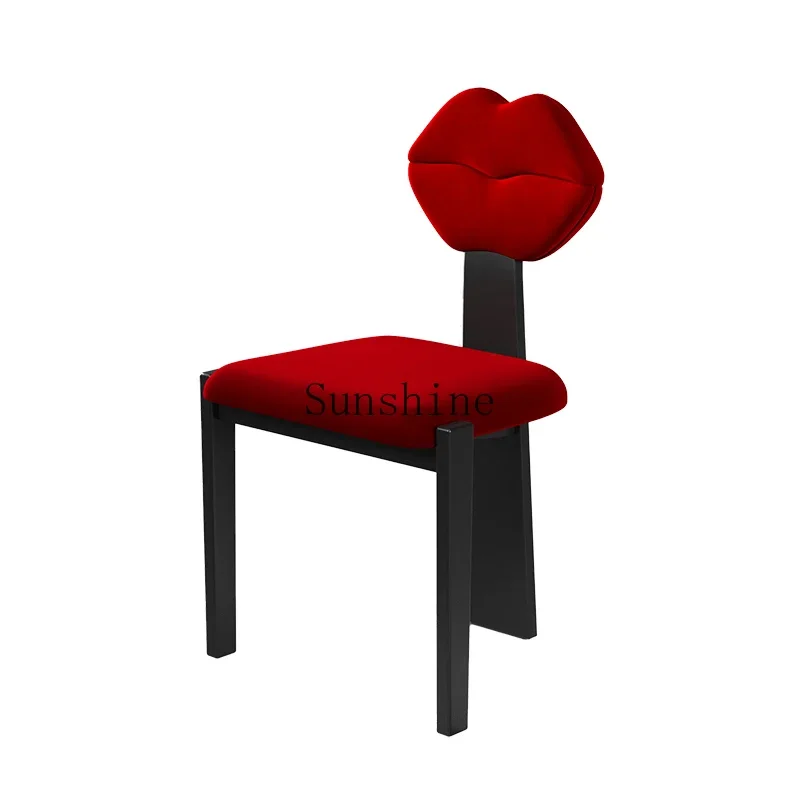 Original red lip makeup chair backrest home design solid wood dining chair Yandi furniture  FT
