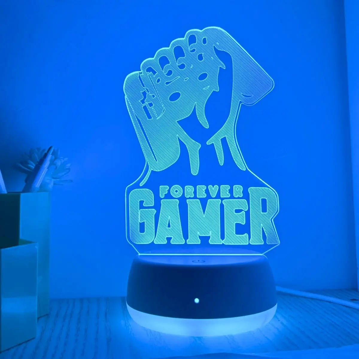 USB 3D Night Light Game Fist Atmosphere Light Color Touch Change Night Light Room Decoration Desk Lamp