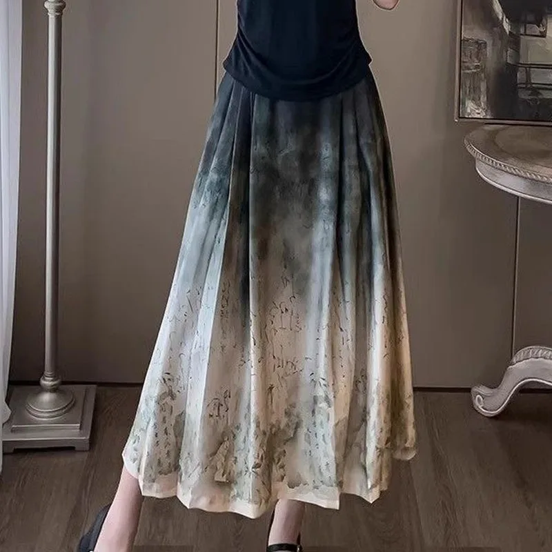 فستان حصان على الطراز الوطني الجديد لعام 2025 تنورة نسائية غير رسمية بتصميم حبر صيني جديد #3