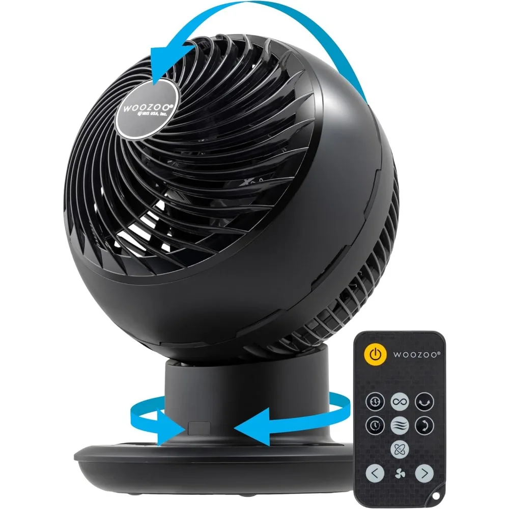 

Desk fan with Remote, Oscillating Fan 10 Speeds, 89ft Air Distance, Low Noise Motor, 8h Timer, 120° Adjustable Tilt, Matte Black