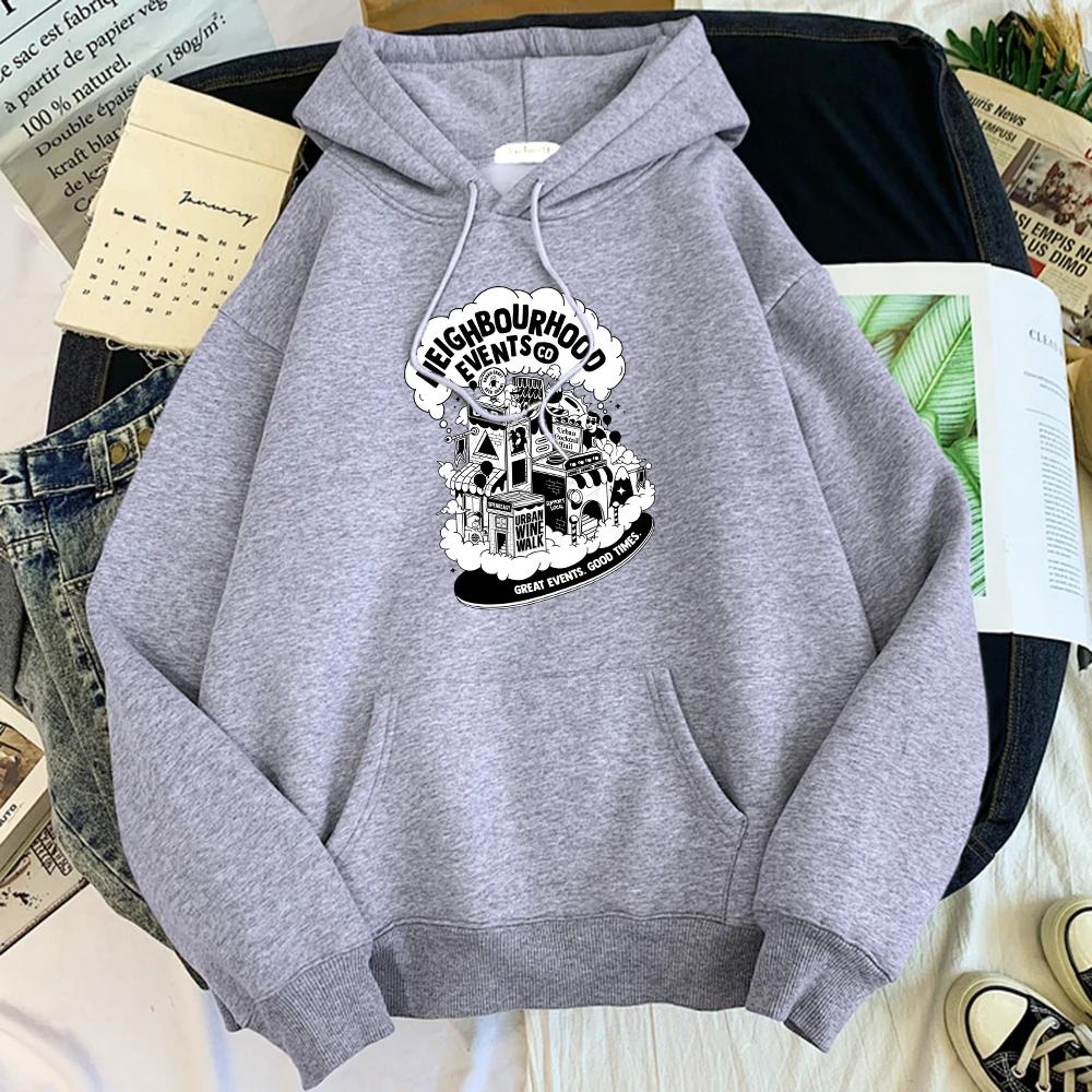 Hot Sale Neighbourhood Events Co Graffiti Print Male Hoodie Warm Brand Clothing Comfortable Casual Hoody Plus Size Mens Hoodies