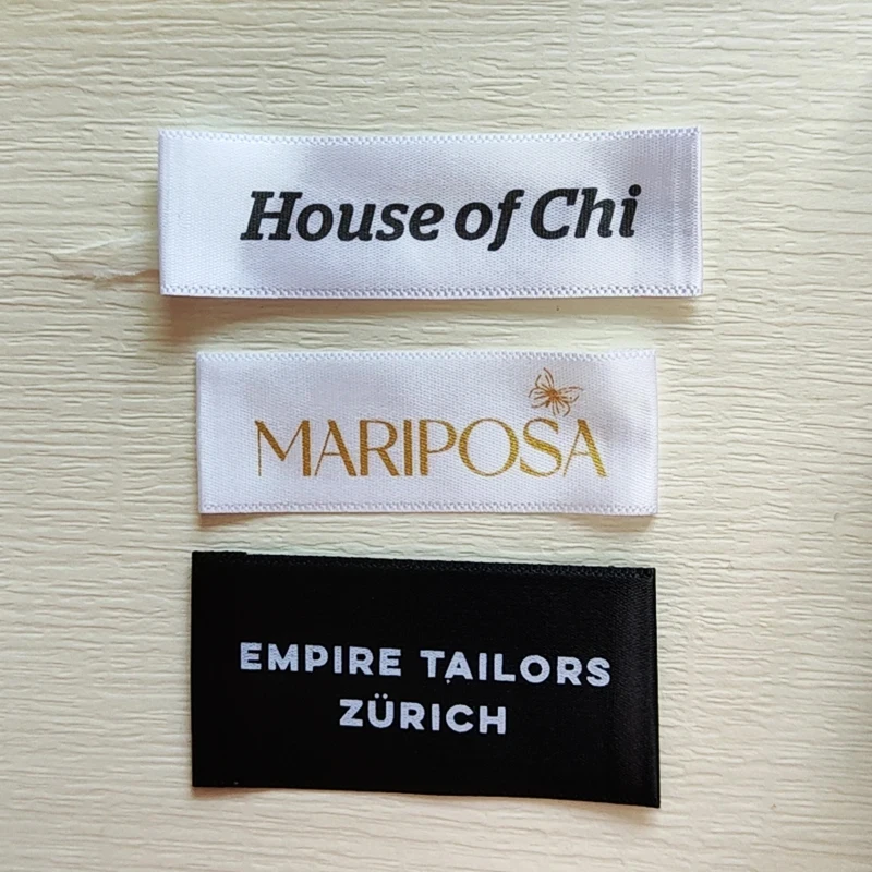 Sewing Custom Logo Polyester Printed Satin label Washing labels Soft Satin Labels for Baby Clothes view 4