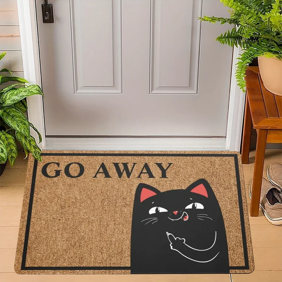 Playful Go Away Doormat Weird Cat WELCOME Rug Living Room Bedroom