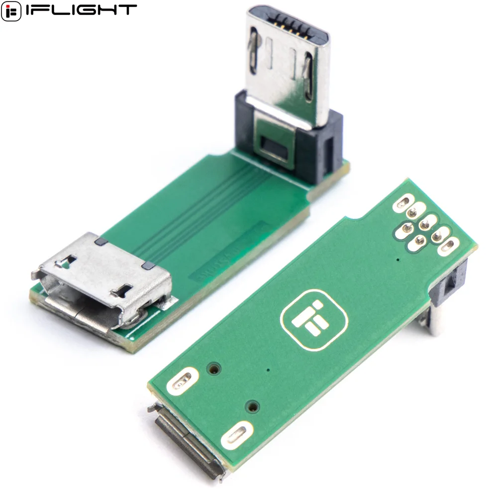 IFlight L-نوع لوحة محول المصغّر USB ذكر إلى أنثى تمديد مجلس 27X9X12mm ل RC FPV سباق وحدة تحكم في الطيران