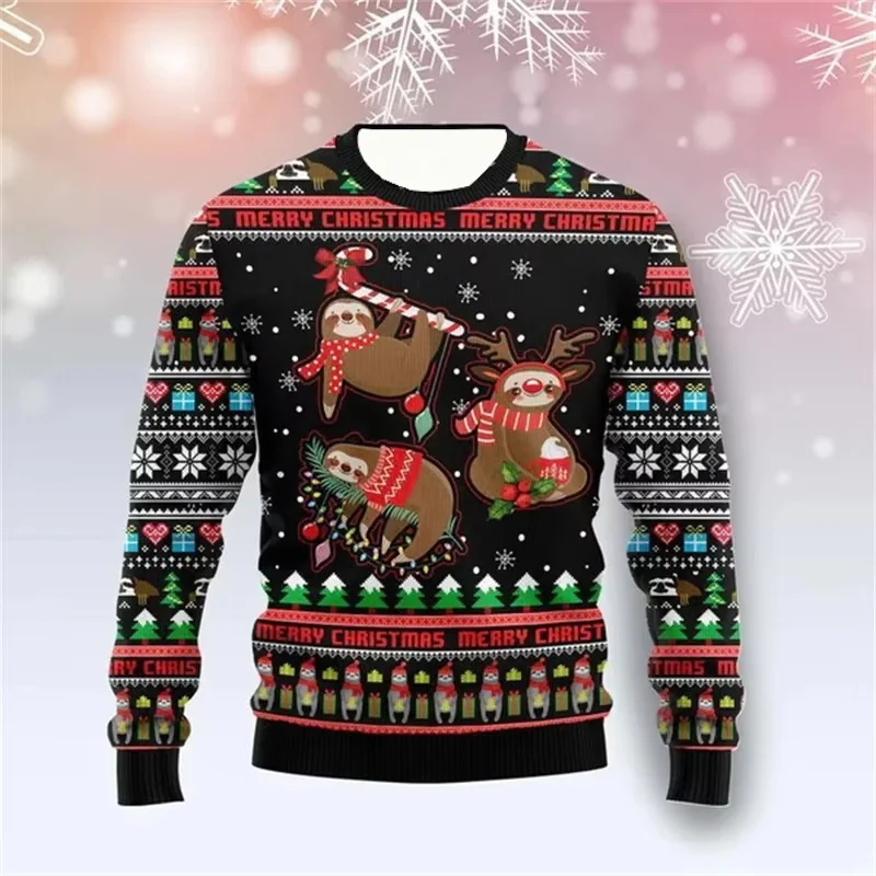 القبيح عيد الميلاد سترة النساء الرجال ثلاثية الأبعاد طباعة الخريف بلوفر شتوي الكرتون نمط الرجال الملابس الجديدة ملابس يومية غير رسمية بلوزات #4