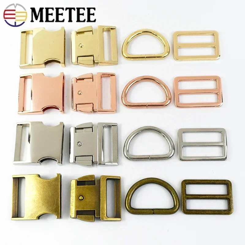 2/5Sets Meetee 15-38mm Metal Side Release Buckles Bag Strap Tri Glide Slider D Ring Connect Hook Adjust Clip Clasp DIY Accessory