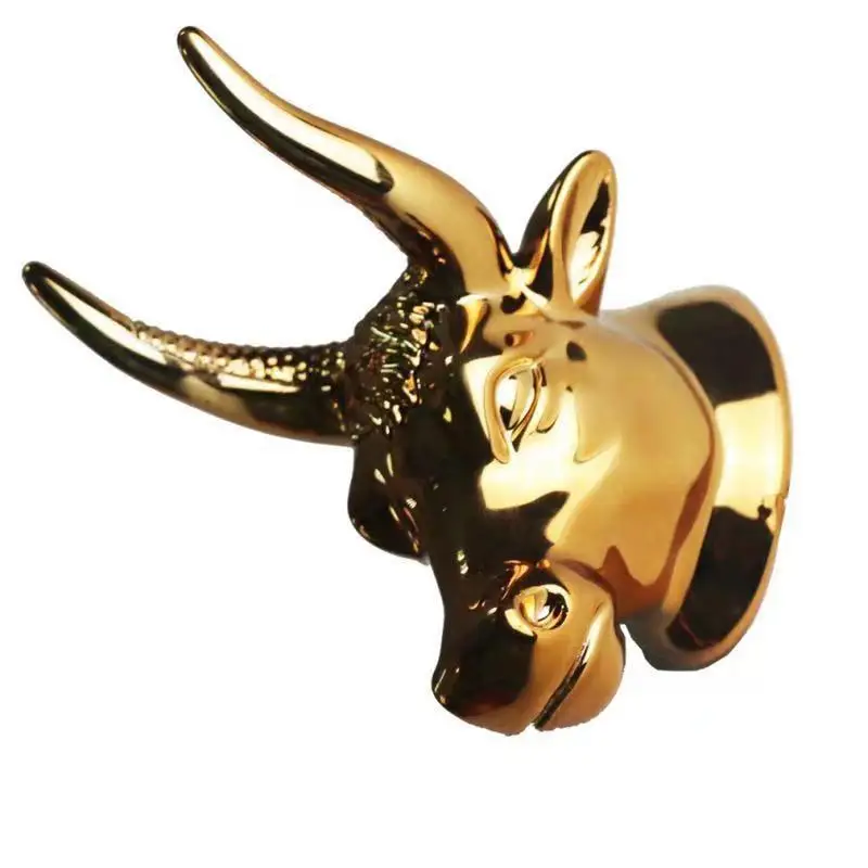 

Bull Head Guitar Hanger Hook Copper Plating ABS Material Wall Mounted Bull Art Guitar Ukulele Hook Guitar Hanger