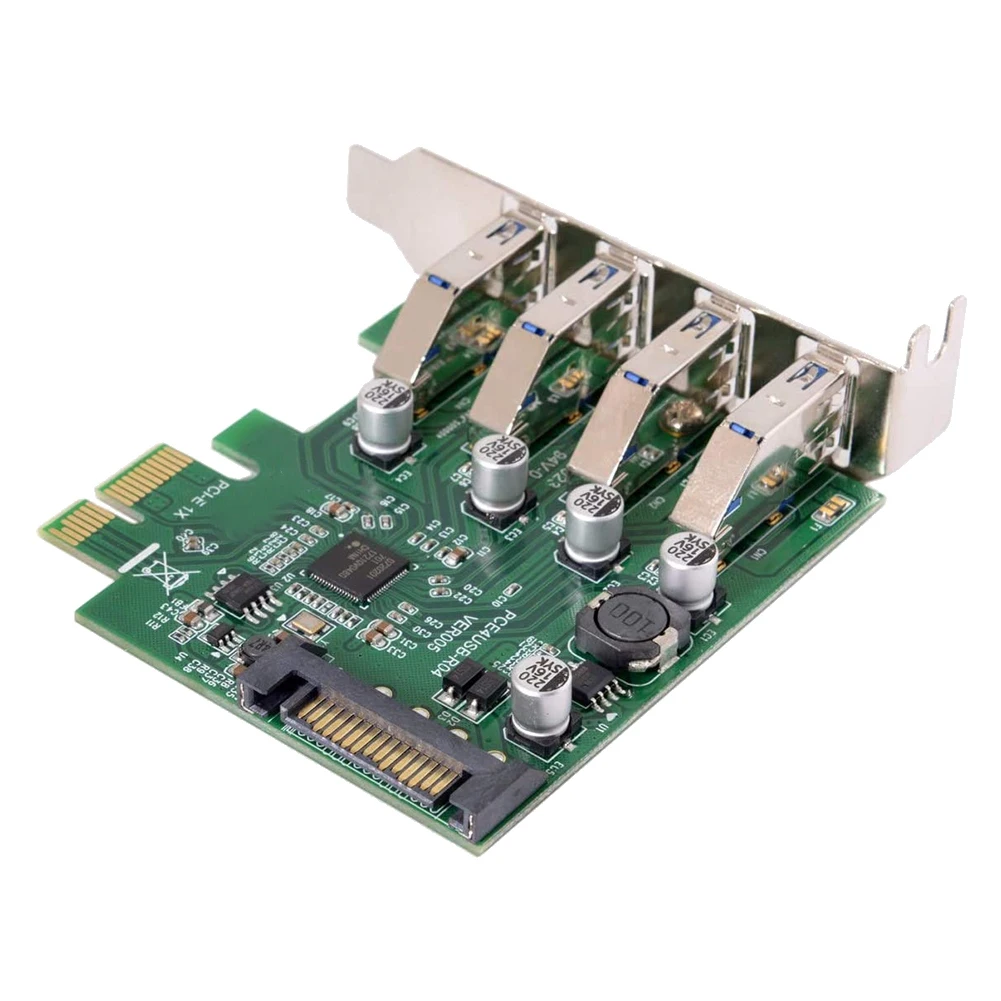 Adaptador de tarjeta de expansión PCI-E a USB 3,0, HUB PCI Express de perfil bajo, 4 puertos, 5gbps, USB 1,1/2,0/3,0 sistemas operativos