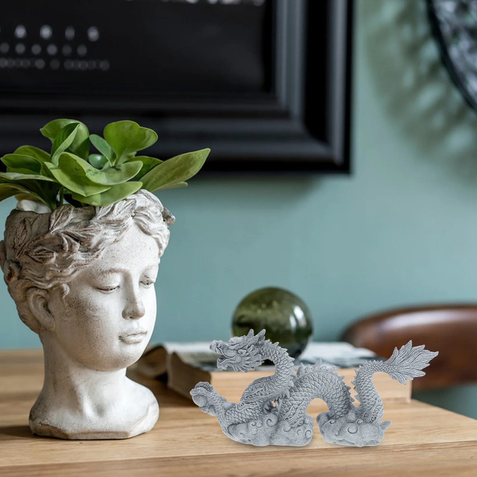 

1pc Sandstone Craft Dragon Smooth Desktop Decor Carving Statue Cabinet Ornament Indoor Animal Decor Chic Home Decoration