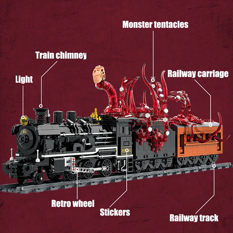 Cidade moc 1760 pçs clássico retro trem a vapor modelo blocos de construção kit diy pista ferroviária monstro trem tijolos brinquedos para crianças presentes