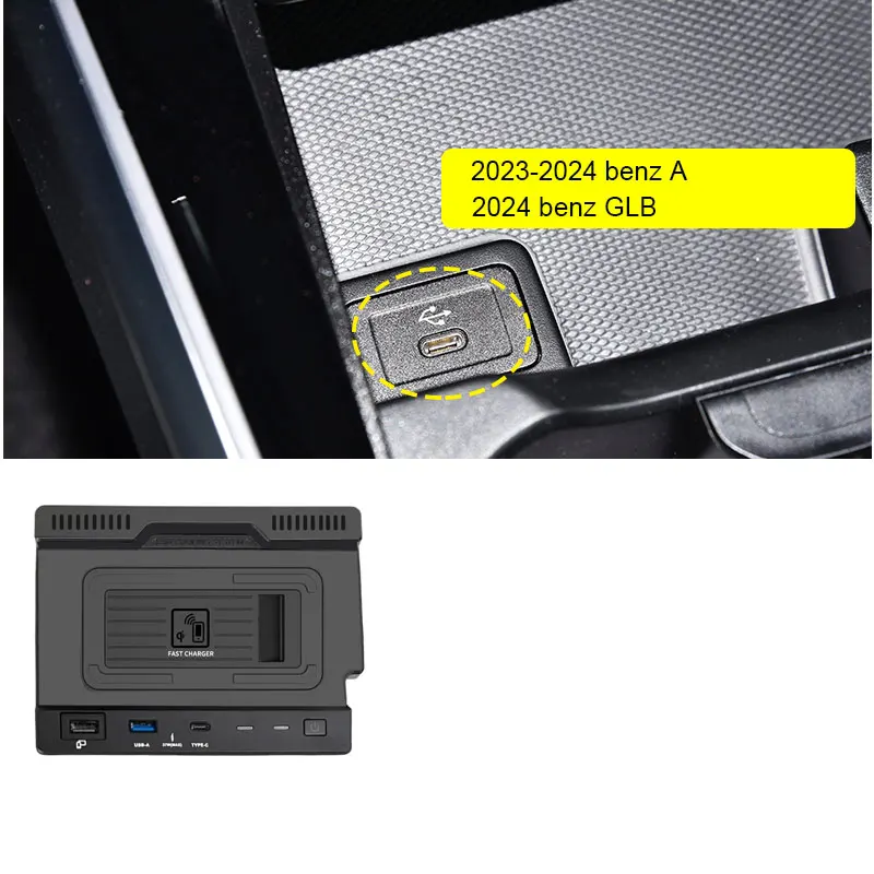 Car Wireless Charger For Mercedes Benz AMG A35L A200 /B/GLB CLA/GLA Charger AMG  W177 W247 X247 Phone Holder Fast Charging Plate