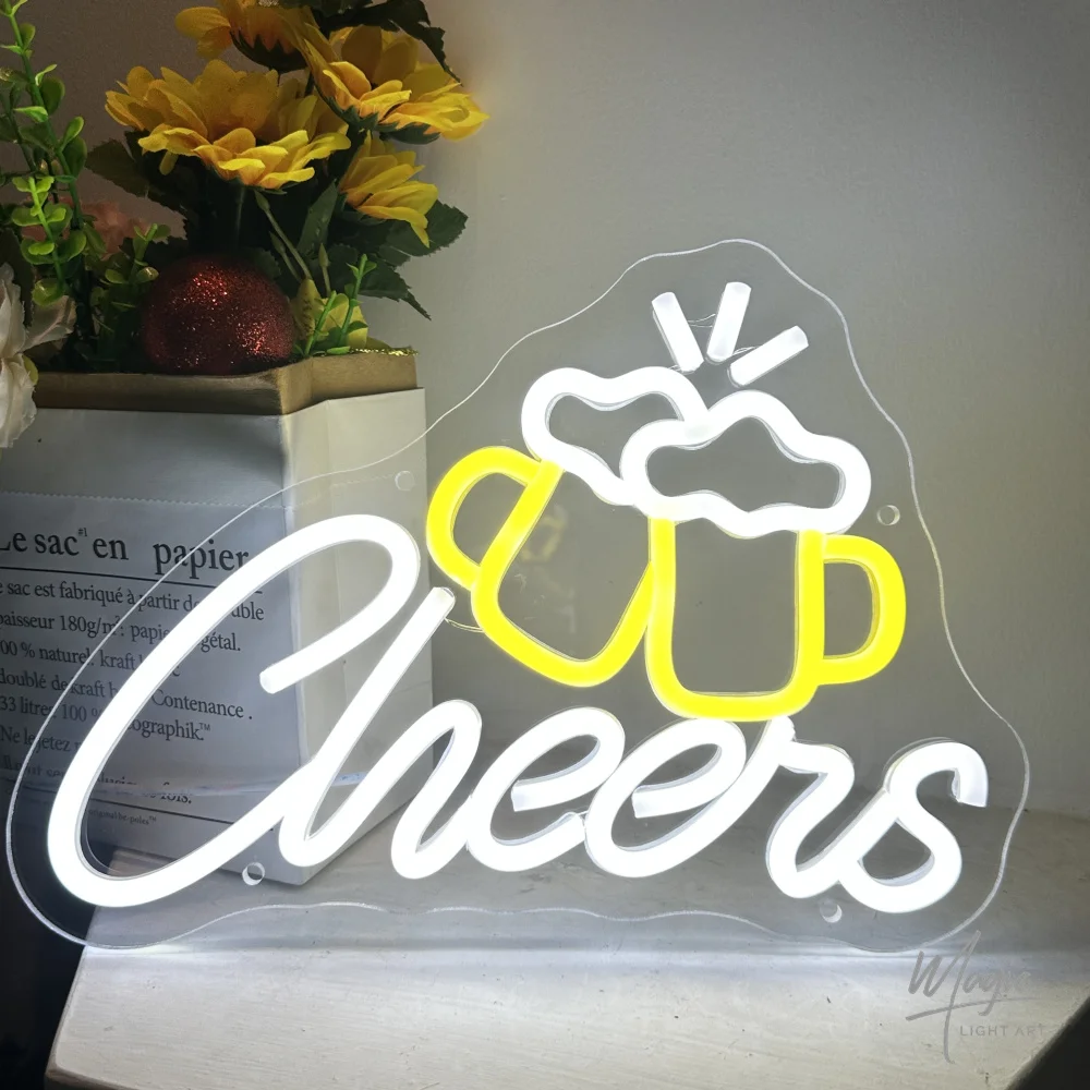 

Неоновая вывеска «Cheers Beer» для декора стен, неоновая световая вывеска для клубов, вечеринок, магазинов, дома, спальни, бара, светодиодная неоновая лампа, настенный светильник
