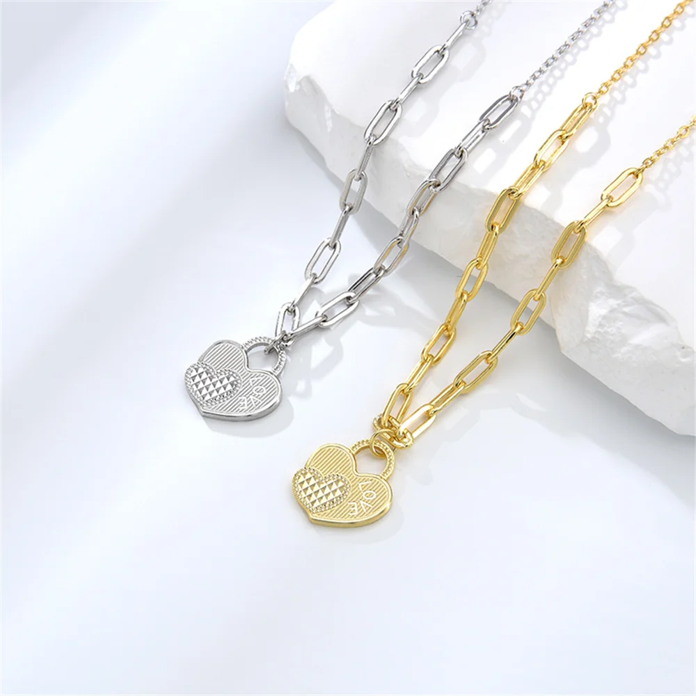 

European Autumn Winter 925 Silver Necklace, Crushed Ice Heart Pendant, Light Luxury New Dual-Use Collarbone & Layering Chain