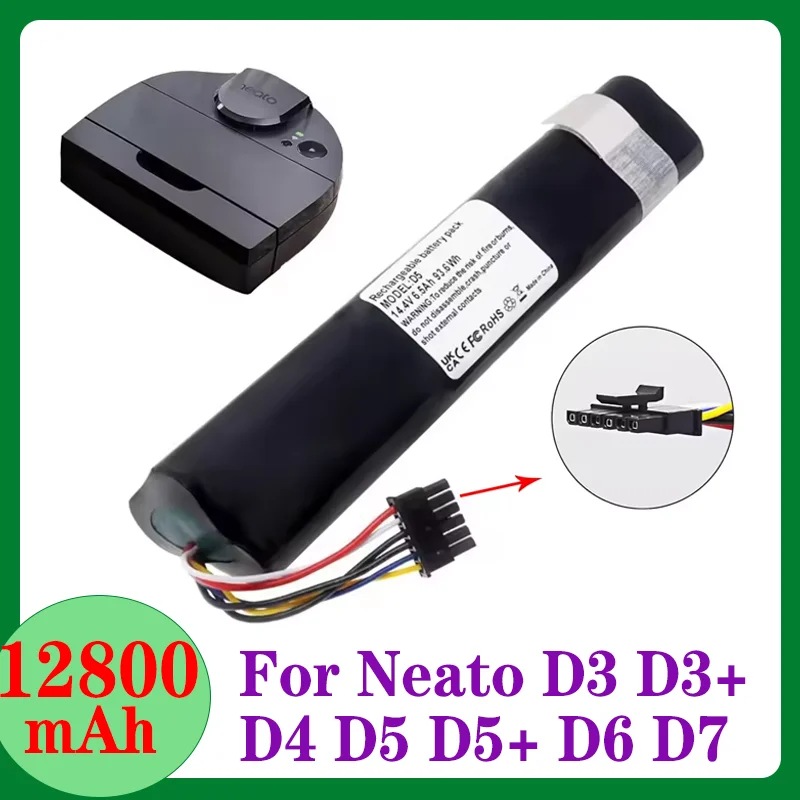 12.8Ah Replacement Battery For Neato D7 D6 D5 D4 D3 Robotic Vacuum Cleaners 14.4V 9800mAh Li-Ion Battery,Part Number: 945-0225