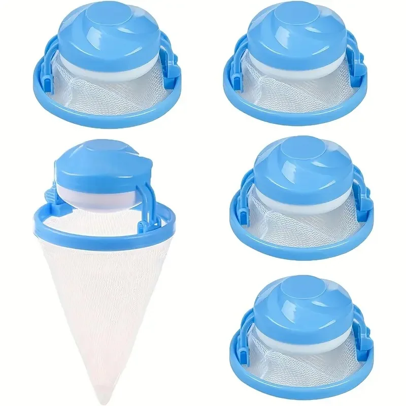 5-Pack Reusable Pet Hair Remover Set | Washing Machine Lint Filter with Floating Lint Mesh Collection, No Electricity Needed