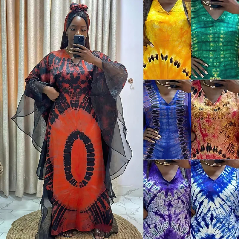 

New African Dresses for Women Print Abaya Mesh Robe Scarf Turban Dubai Dashiki Ankara Oversize Africa Clothing Kaftan Bohemian