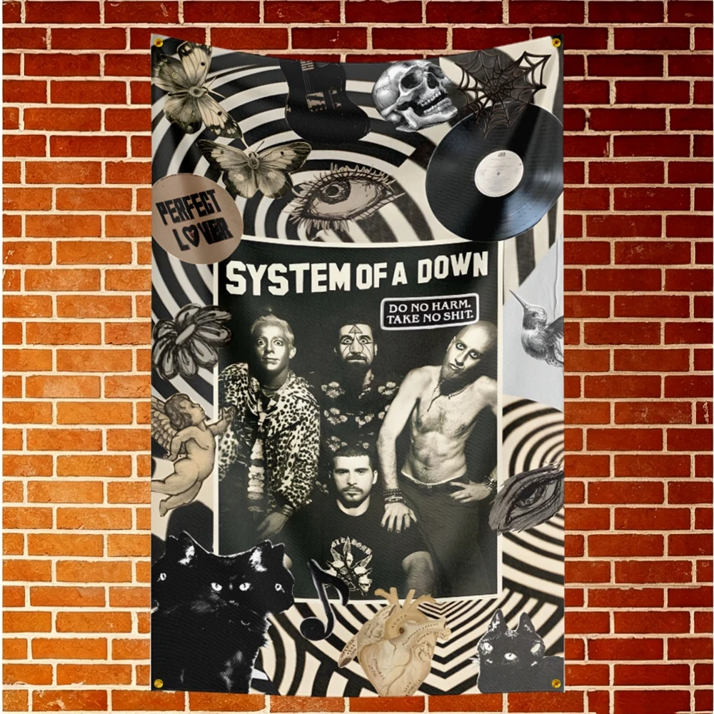 System of a Down Music Flag Banner For Fan Cave Watch Party Tailgate Gathering Indoor Outdoor Backyard Home Festival Ornament Su