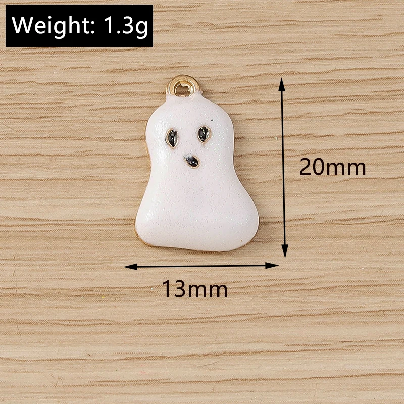Tusember 20 Stück Emaille-Hexenhut-Katzen-Schädel-Fledermaus-Spinnen-Charm-Anhänger für Halsketten, Ohrringe, DIY-Armbänder, Halloween-Schmuckherstellung – Detail 8