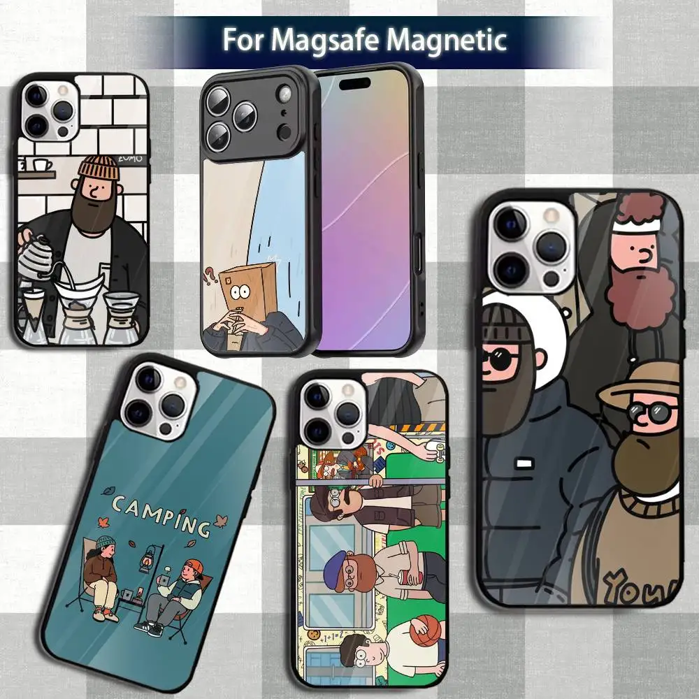 面白い漫画 U-Uncle スマホケース iPhone 13、12、15、17、11、16、14、Pro、Max、Plus、Mini、Magsafe、マグネット式ワイヤレス充電対応