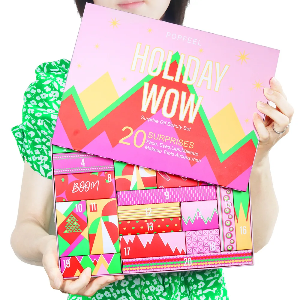 عيد الميلاد ماكياج مجيء التقويم العد التنازلي التقويم هدية صناديق أحمر الشفاه ظلال العيون المخفي مجموعة مستحضرات التجميل للنساء الفتيات