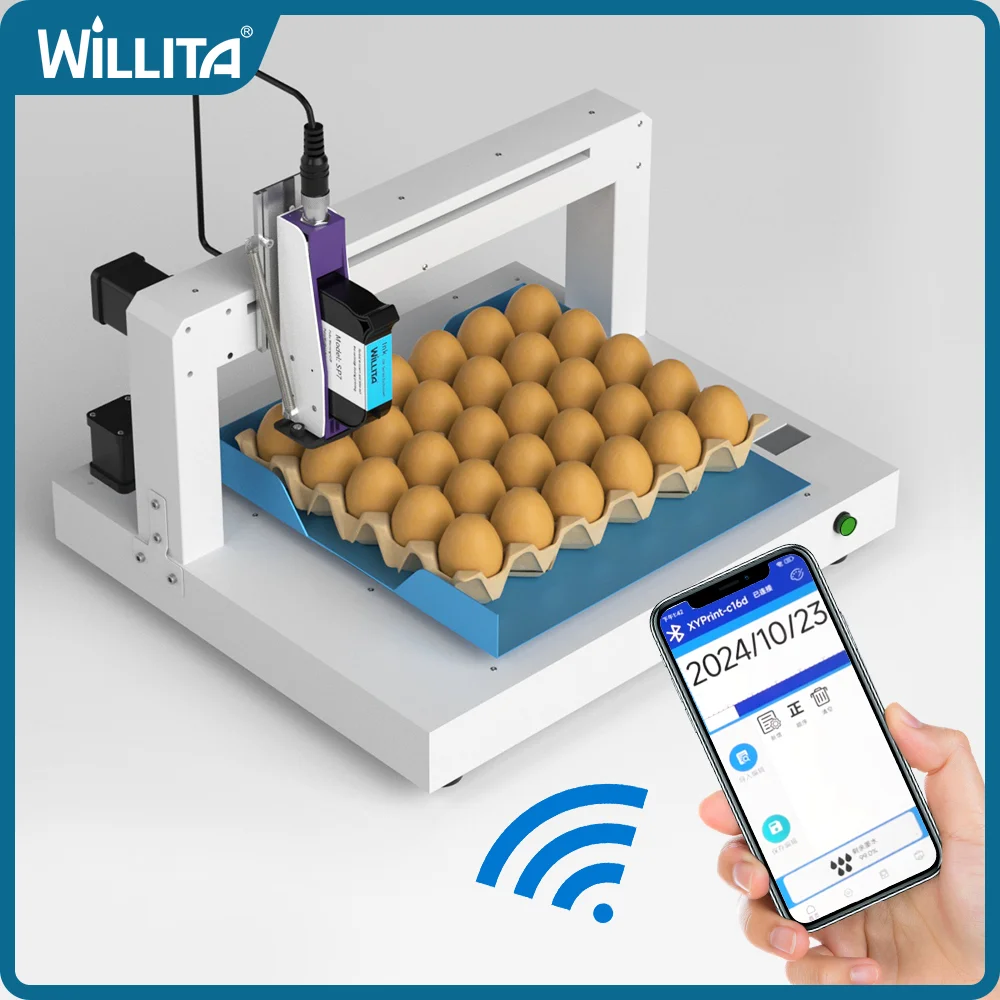 Single Head Automatic Egg Inkjet Printer for Label Expiry Date stamp Durable Inkjet Logo Barcode Printing Coding Machine On Eggs