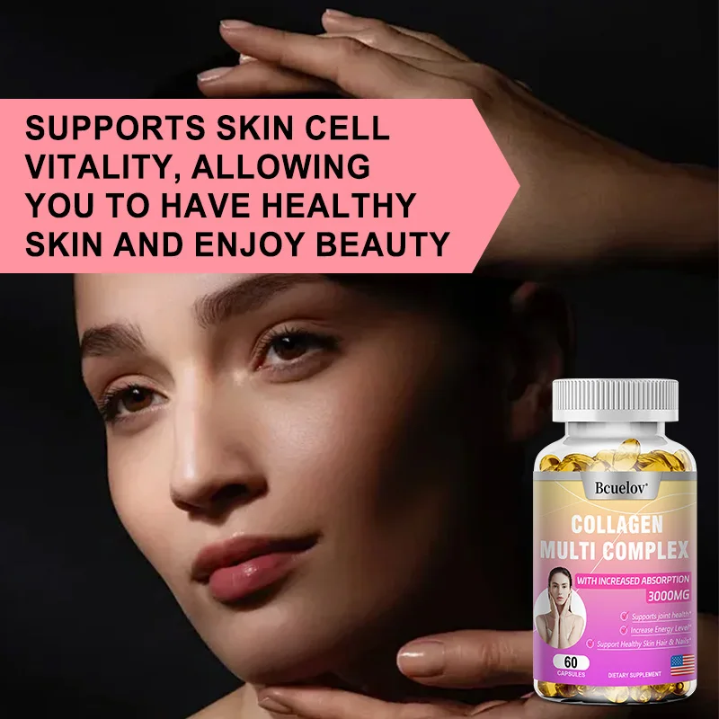 Complément complexe de collagène, avec glutathion, vitamine C, chardon au lait, soutient la santé de la peau, des cheveux, des ongles et des articulations, 120 gélules