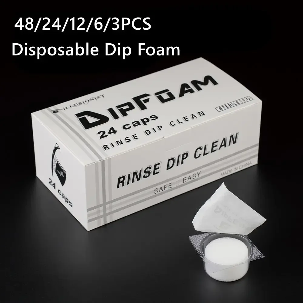 

48/24/12/6/3PCS Tattoo Disposable Dip Foam Sponge Caps Cups Cleaning for Needle and Tip Rinse Dip Clean Tattoo Accessories