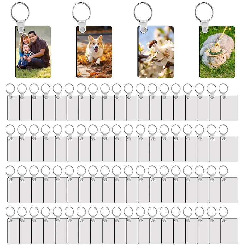 240Pcs Sublimation Keychain Blanks Double Sides Include 80 MDF Sublimation Keychains Blank With 160 Rings And Clips