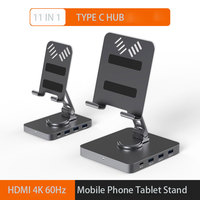 11 in 1 Usb C Hub Type c Docking Station USB C To HDMI 4K 60H PD 100W Audio RJ45 1000M/S For Mobile Phones Tablets Laptop Stand