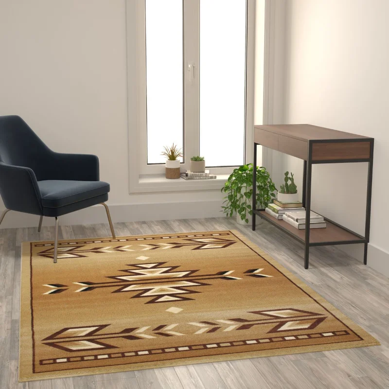 

Carpet for Living Room Southwestern 5'x7' Brown Area Rug Olefin Rug with Jute Backing Home Bedroom Decoration Mat