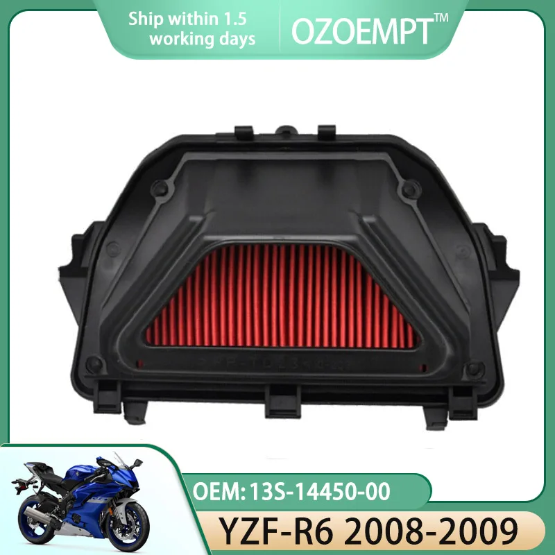 

OZOEMPT Motorcycle Air Filter Apply to YZF-R6 R6 2008-2009 OEM: 13S-14450-00