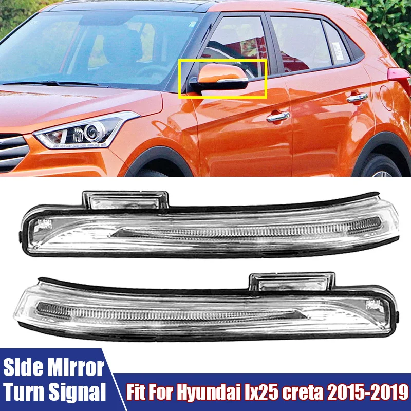 Boczne lusterko wsteczne z kierunkowskazem Lewe prawe światło samochodowe LED Pasuje do Hyundai Ix25 creta 2015-2019 # 87614-C9000, # 87624-C9000