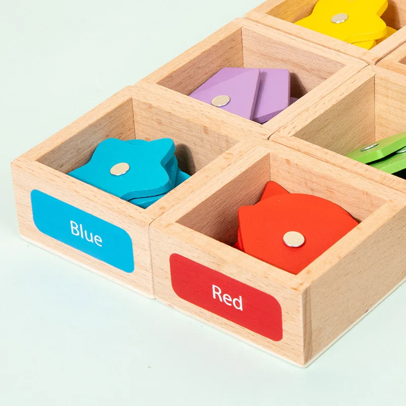 Scatola di classificazione per aiuti didattici a forma di colore magnetico in legno per bambini Gioco di pesca cognitivo geometrico Giocattoli educativi per bambini