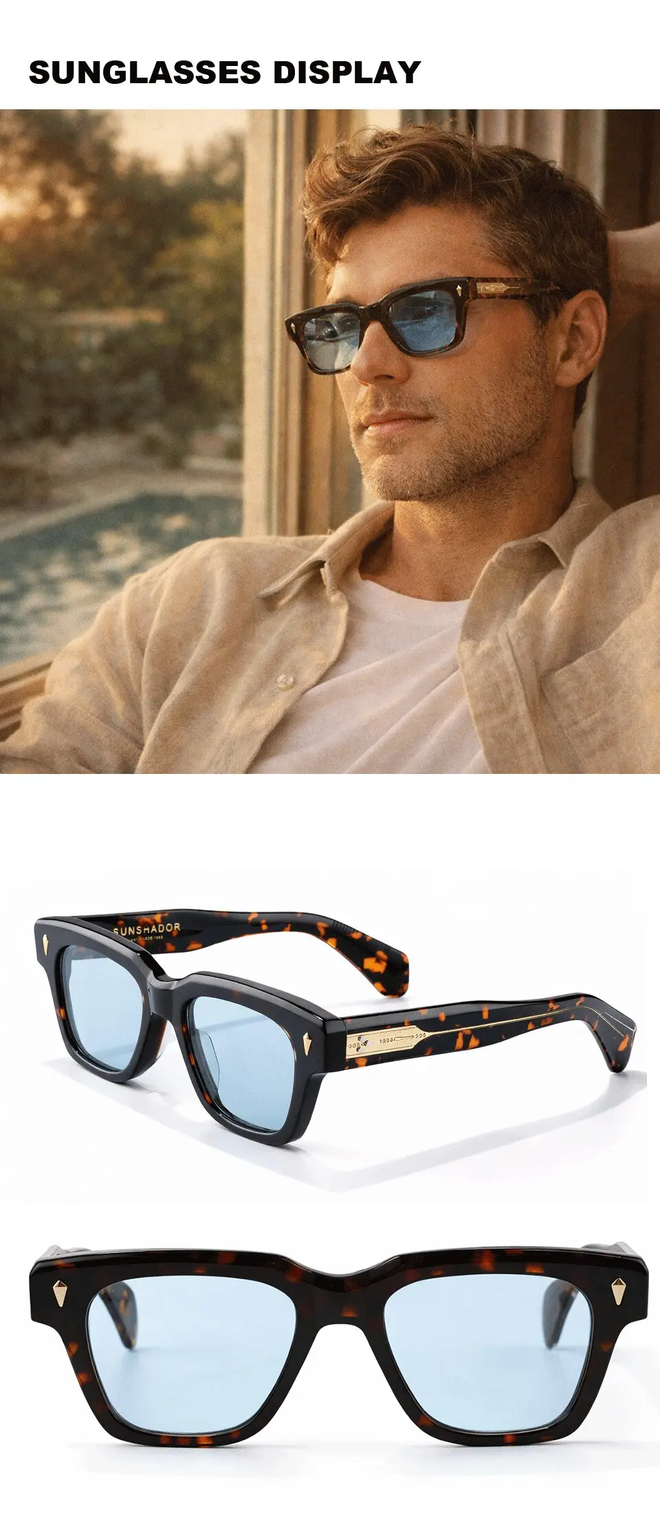 Luxusmarke Original Top-Qualität Sonnenbrille Handgefertigte Acetat-Herrenbrille Gafas De Sol Designer-Damenbrille Outdoor UV400 Schutz SONNENBRILLE – Detail 6