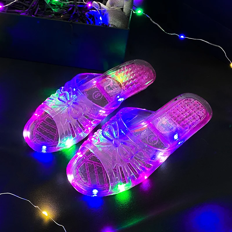 

Princ Sle Glowing Crystal Slippers Women's Home Slippers Knot Birthday Gift oes round Head Flat Heel EVA Mat...